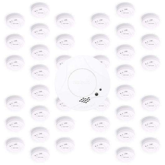 Set 40x Rilevatore di fumo con batteria fissa da 3 V, 10 anni senza manutenzione, allarme antincendio con funzione HUSH, sensore antifumo fotoelettrico affidabile con potenza sonora di 85 dB