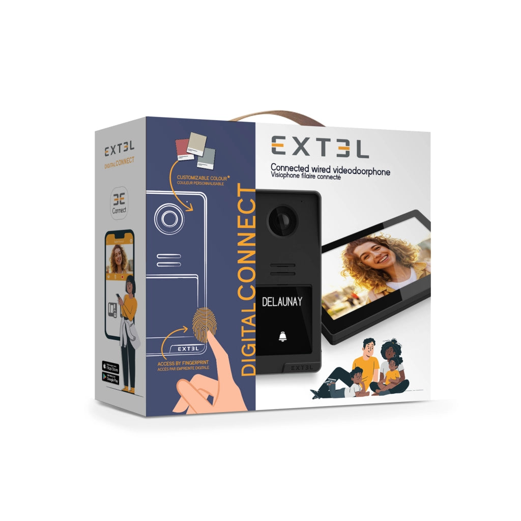 Videocitofono a 2 fili  WiFi , Extel Digital Connect  720335 -  Touch screen 7'' - con lettore impronte digitali