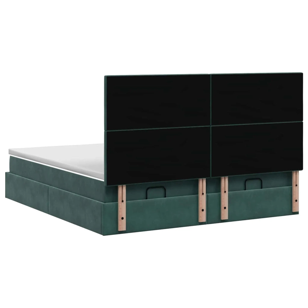 Letto ottomano con materasso 2 pz Verde Scuro Velluto 3457935