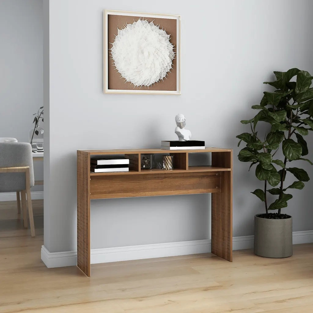 Tavolino Consolle Rovere Marrone 105x30x80 cm Legno Multistrato 815941