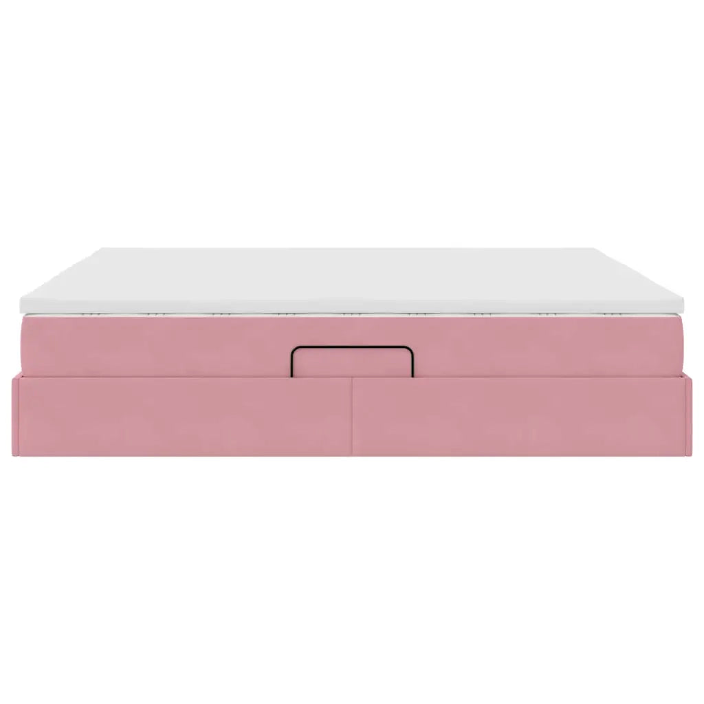 Letto con contenitore e materasso Rosa 160 x 200 cm Velluto
