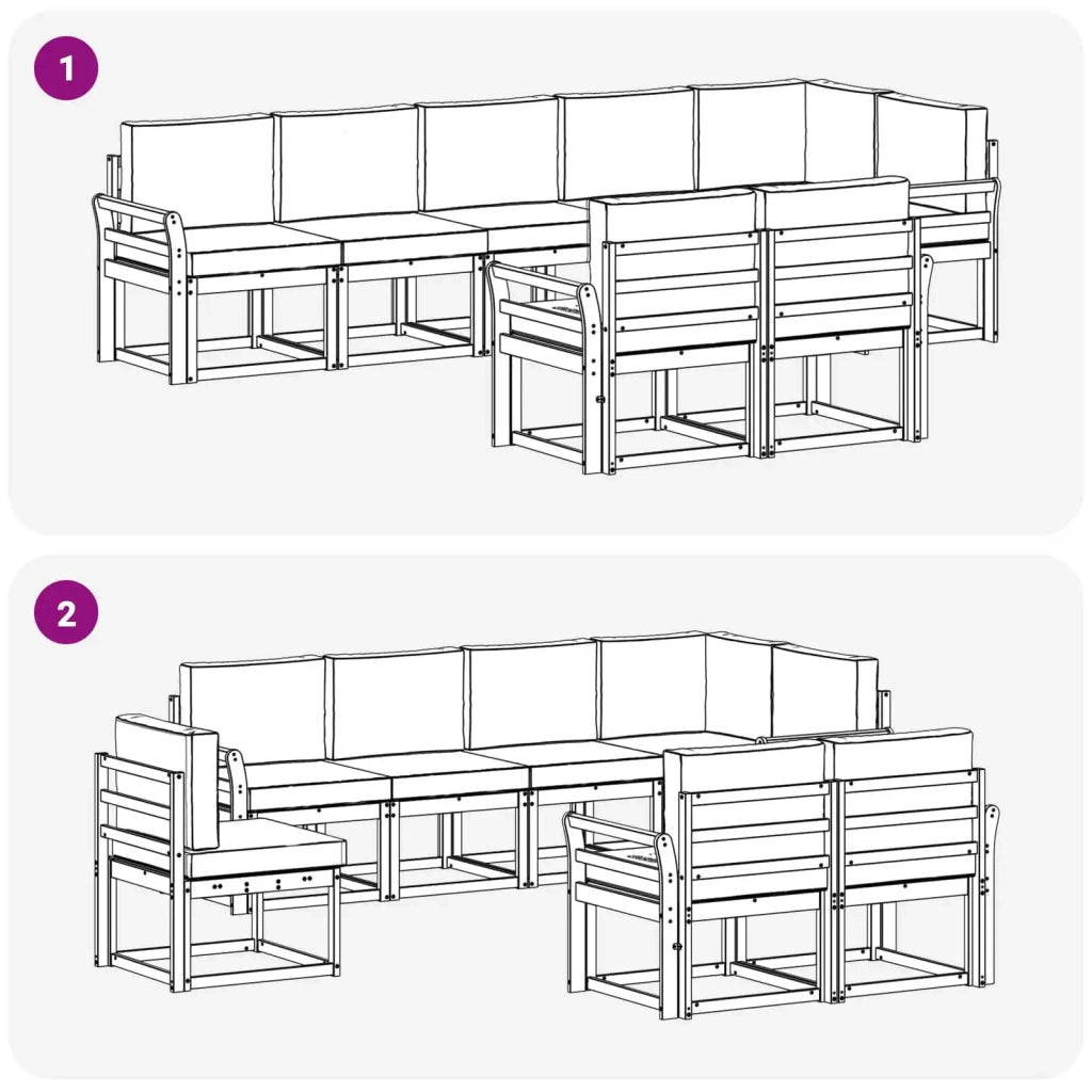 Set di divani da esterno 8 pz Bianco e Antracite Poliestere 3387806