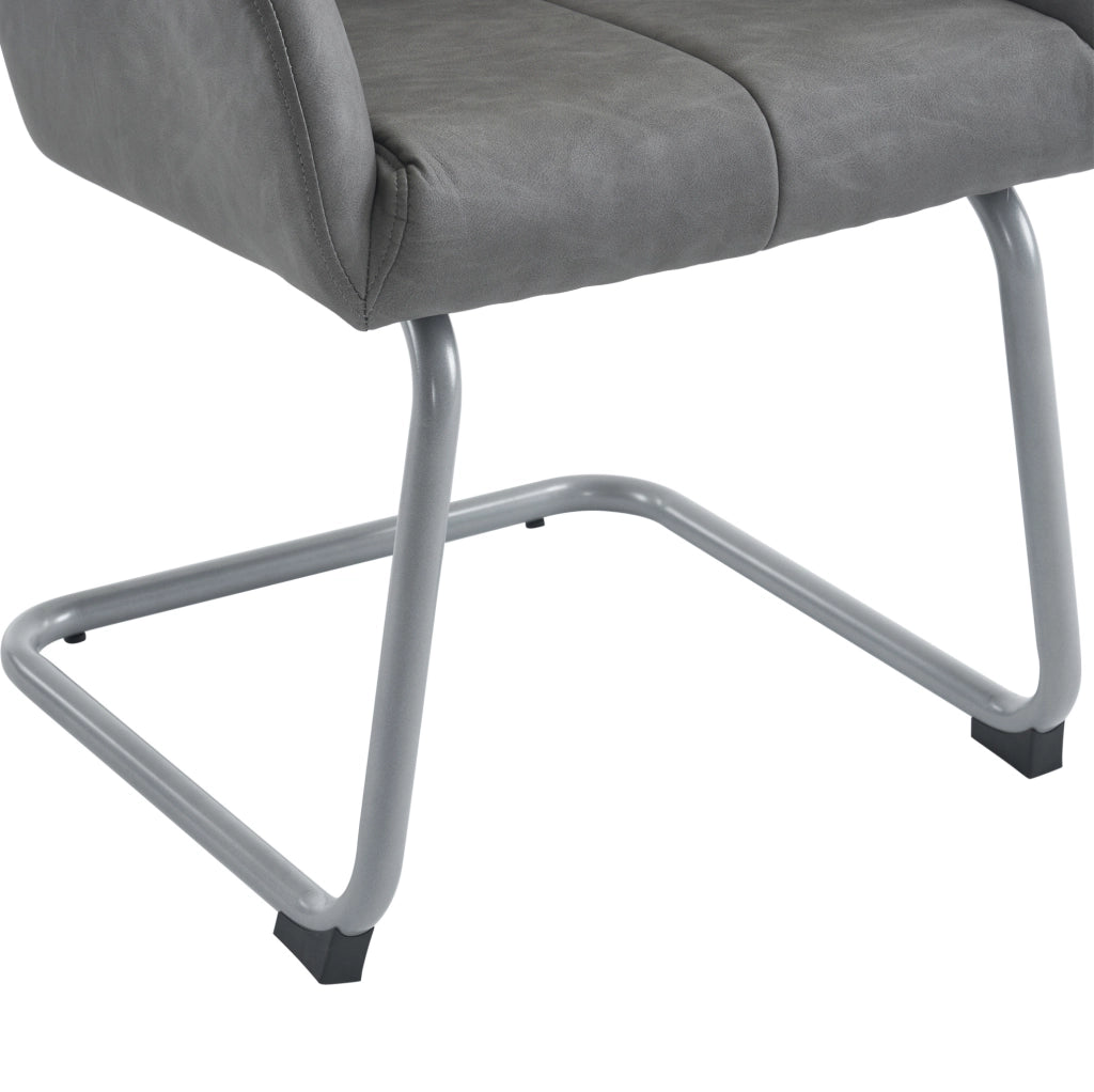 Set di 6 sedie da pranzo con braccioli; design ergonomico; in pelle; grigio