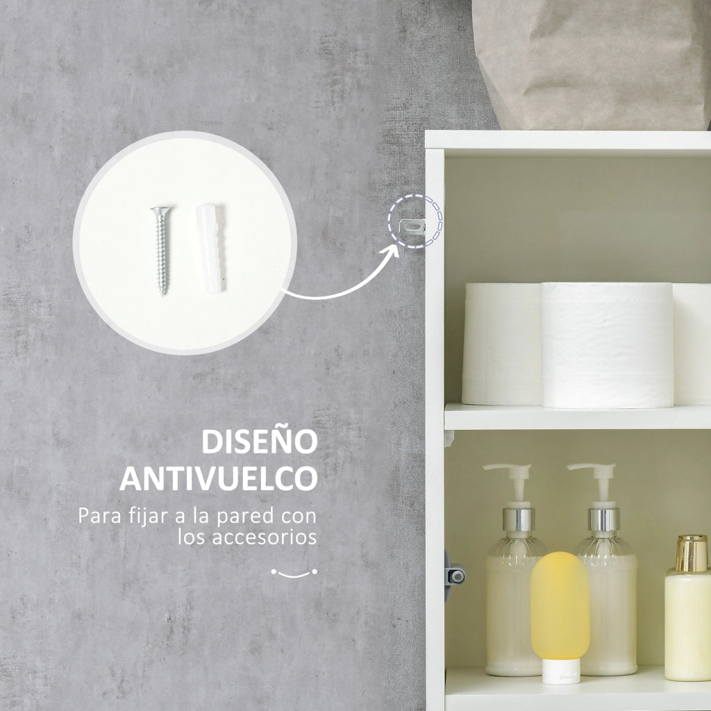 Colonna Bagno con Cassetto e Ripiani Aperti ¨C zephmum ¨C 30x28x170 cm Bianco