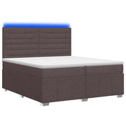 Letto Box Spring LED con Materasso Marrone Scuro 200 x 200 cm 3455678
