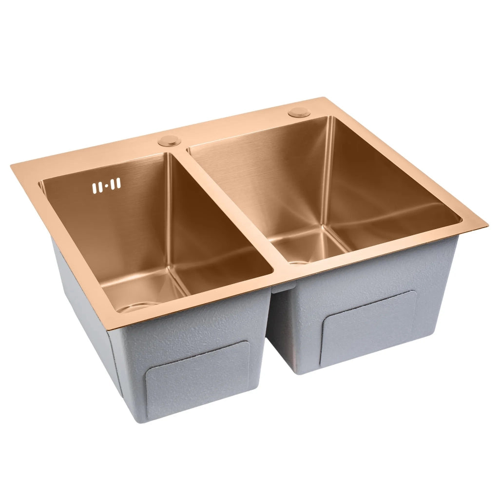 Lavello In Acciaio Toby Brush Copper senza rubinetto da cucina