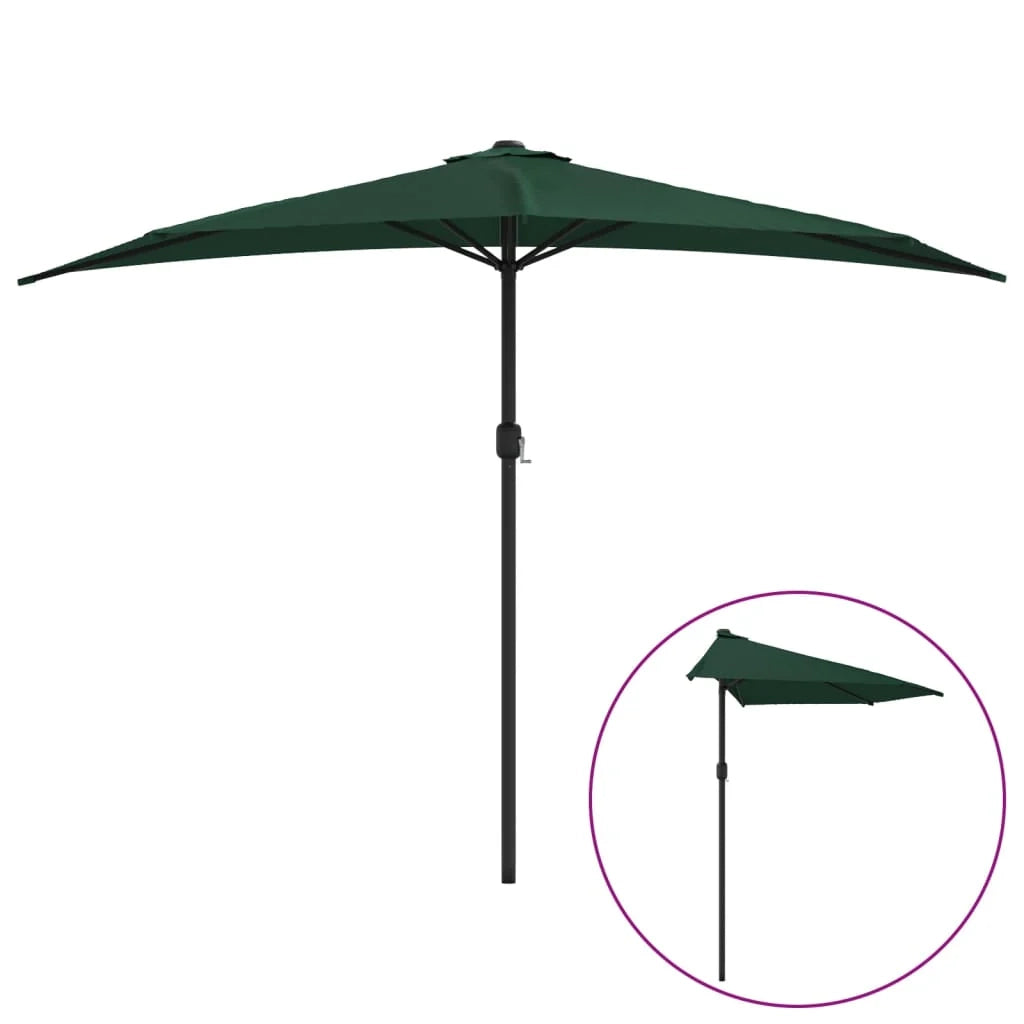 Ombrellone da balcone con palo in alluminio verde 300 x 150 cm mezzo 02_0008309