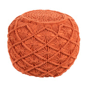 Pouf lavorato a maglia Poggiapiedi rotondo intrecciato all'uncinetto in cotone arancione