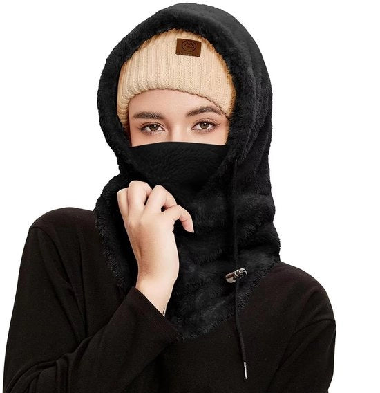 Fleece Pluis Stormkap, Muts, Visiera, Balaclava con Cappuccio, Guanti per Ciclismo, Moto, Escursionismo, Camminata, Corsa