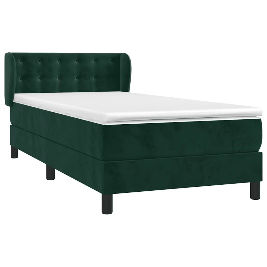 Giroletto a Molle con Materasso-Struttura Letto Verde Scuro 80x200 cm Velluto 712542
