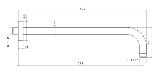 Braccio Soffione Doccia Tondo 40 cm in Acciaio Inox Satinato Nilo