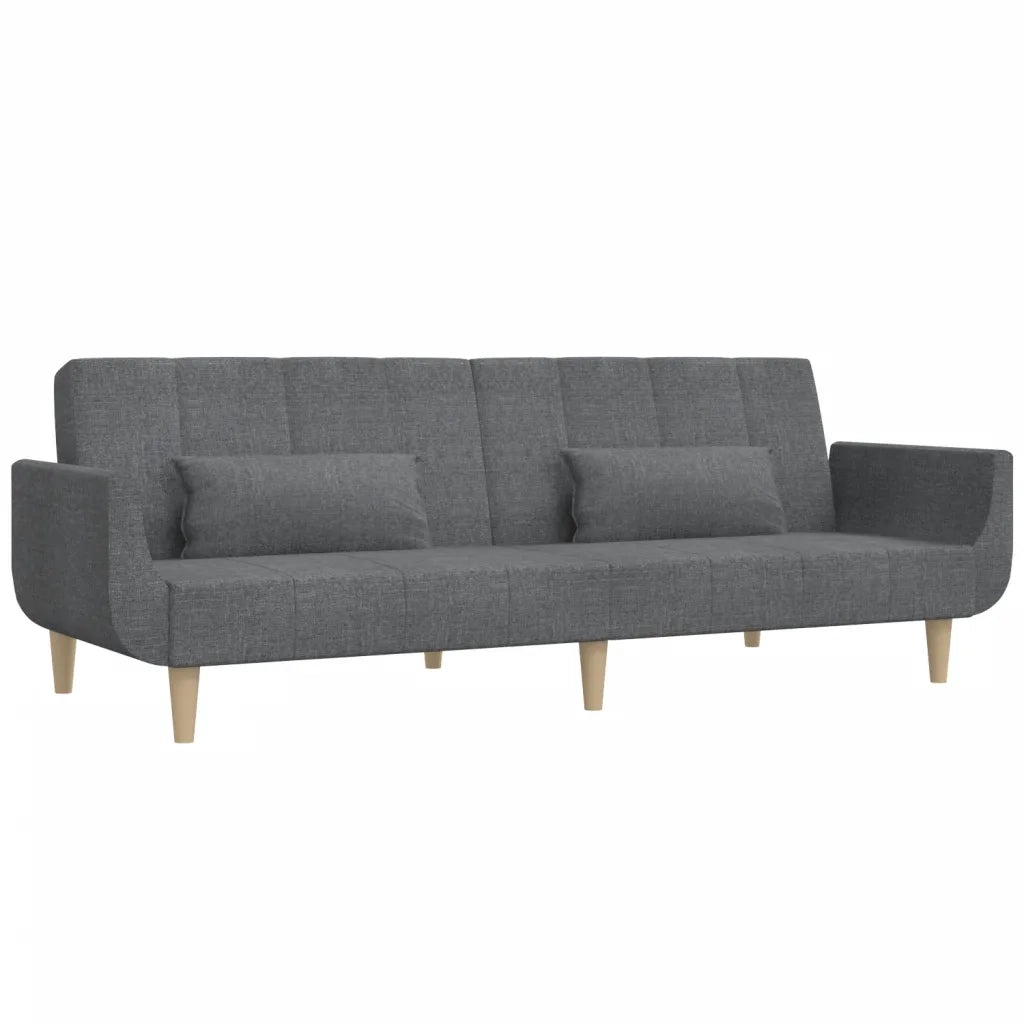 Divano letto | Sof¨¤ letto | Letto singolo a 2 Posti con 2 Cuscini Grigio Chiaro in Tessuto
