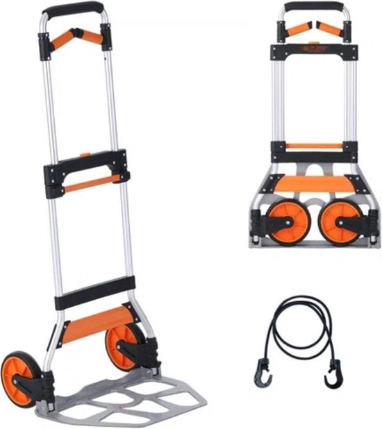 Carrello pieghevole - Carrello da trasporto portatile con manubrio telescopico - Capacità di carico 125kg