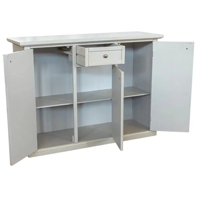 Madia credenza 3 ante 1 cassetto legno shabby bianco anticato 120x39x85 - Mobili 2G