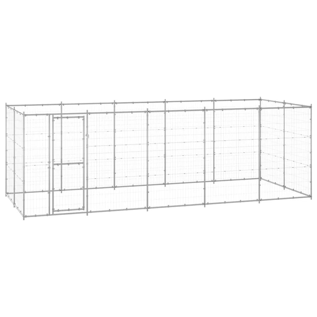Cuccia da esterno gabbia recinto per animali box esterno per cani in acciaio zincato 12,1 m² 02_0000406