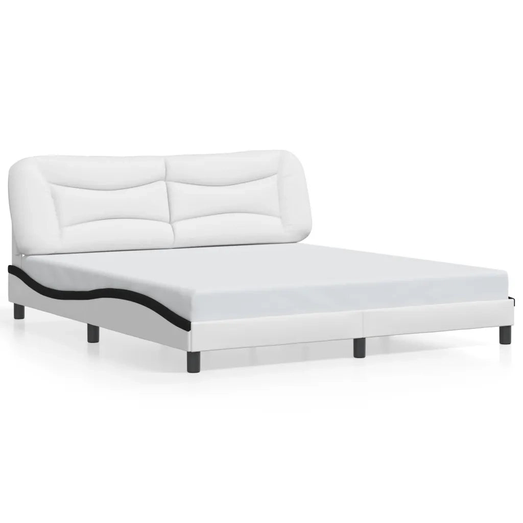 Giroletto con LED senza Materasso-Struttura Letto Hvar Bianco e Nero 180x200 cm