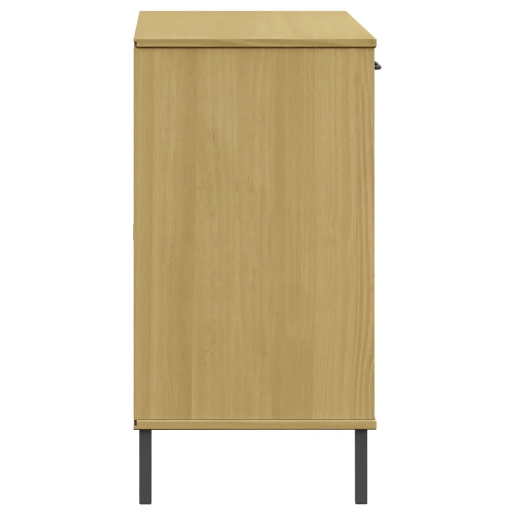 Buffet credenza cassettiera mobiletto mobile contenitore organizer per cucina soggiorno salotto con gambe in metallo 113 x 40 x 77 cm legno massello marrone 02_0030095