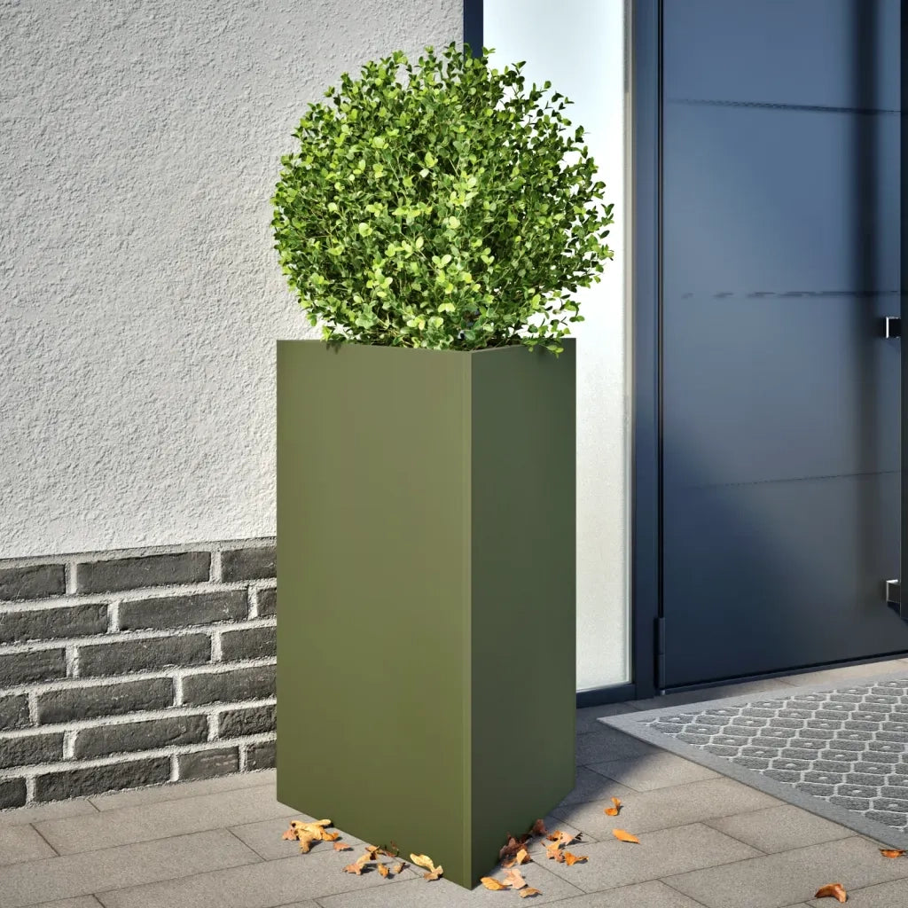 Fioriera da Giardino Verde Oliva Triangolare 50x43x75cm Acciaio 851177