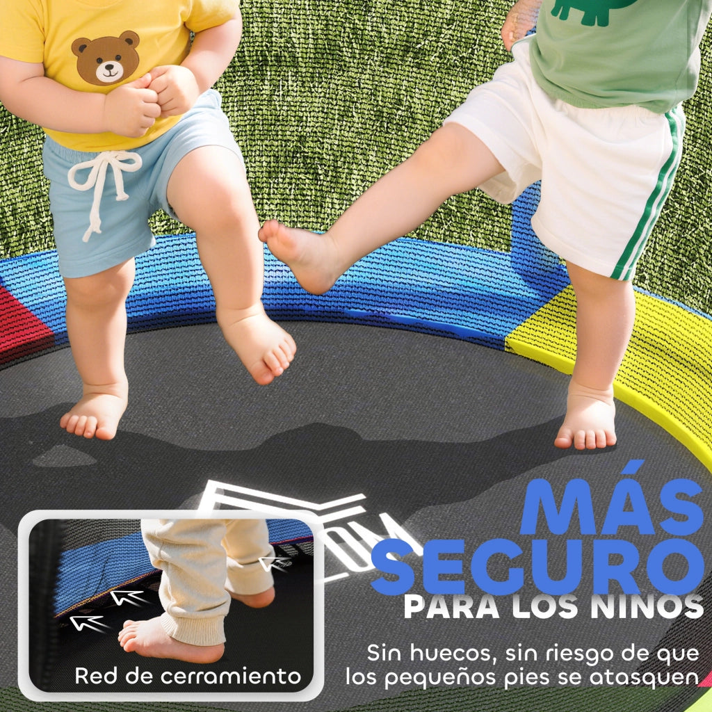 Trampolino Elastico per Bambini con Rete di Sicurezza ¨C Zephmum ¨C ?140x190 cm Multicolore