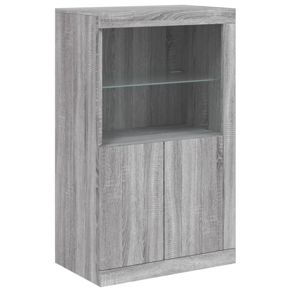 Credenza | Madia | Buffet da pranzo | Armadio da pranzo con Luci LED Grigio Sonoma 202x37x100 cm
