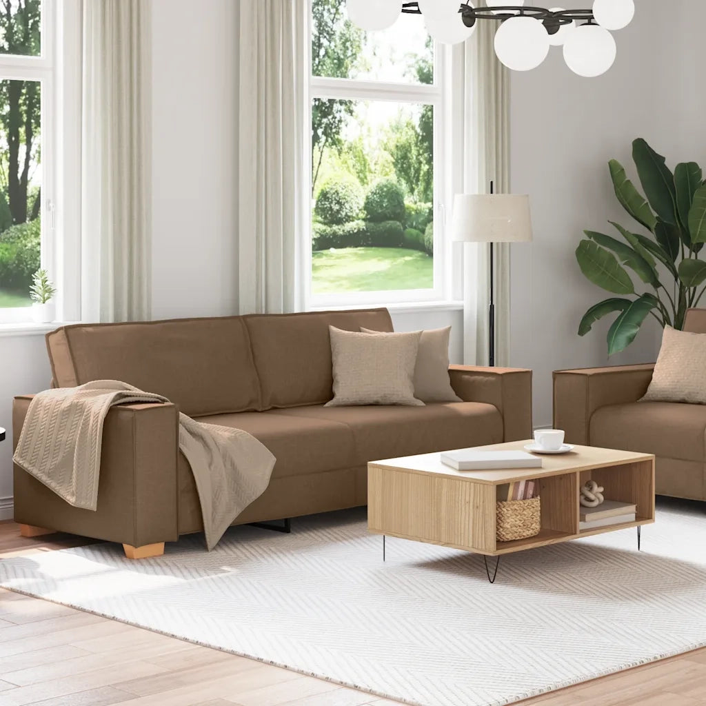 Set di Divani 2 pz con Cuscini Marrone in Tessuto 3324695