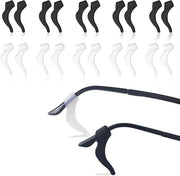 Supporti antiscivolo per occhiali - 10 paia di montature orecchiali in silicone con fermaglio antiscivolo per attività all'aperto (5 paia neri, 5 paia bianchi)
