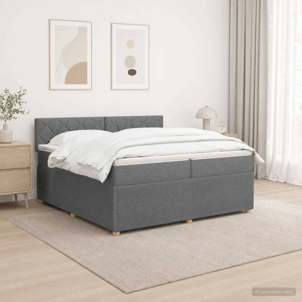 Letto box spring con materasso Grigio Scuro 200 x 200 cm 3453017