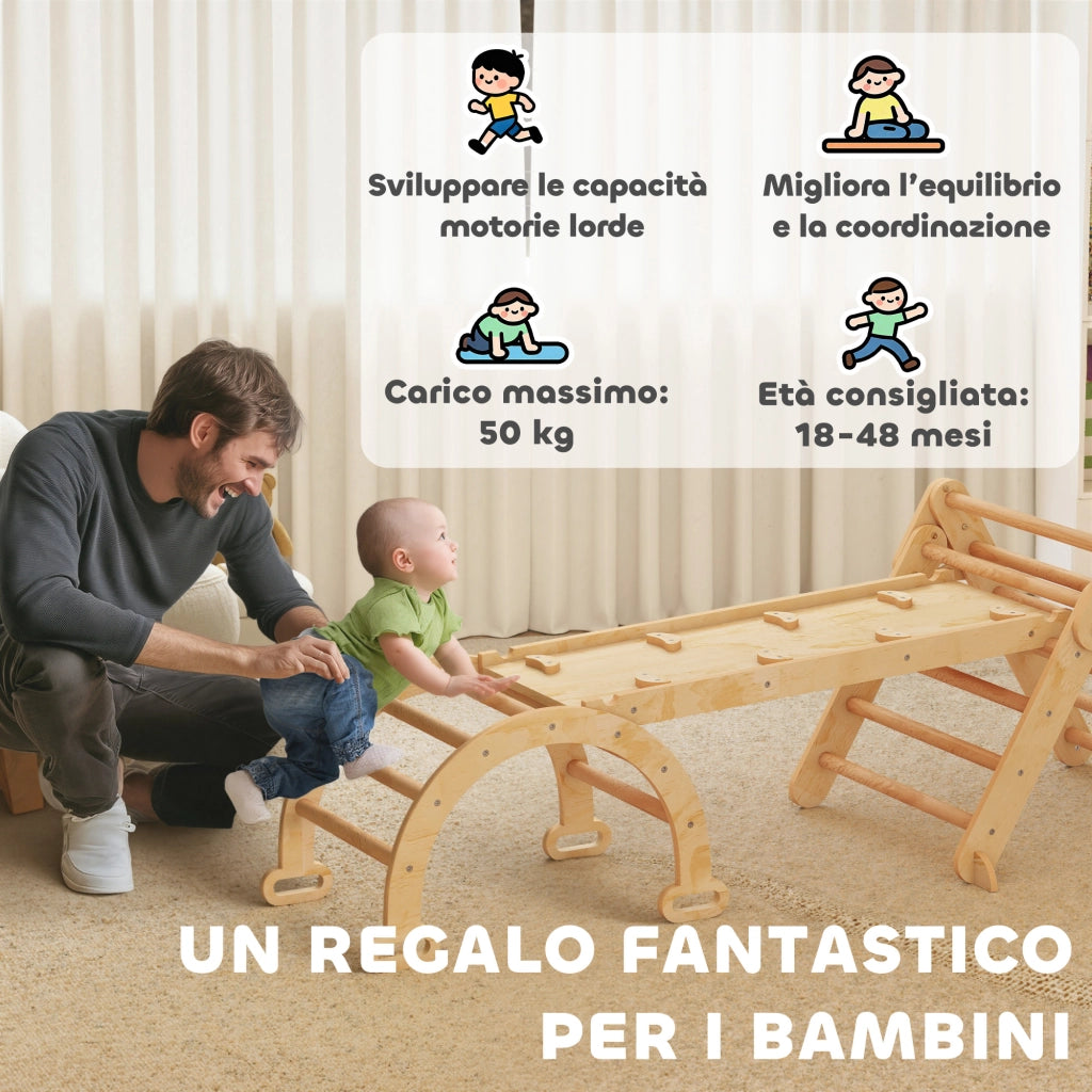 Casetta per Bambini con Triangolo e Arco ¨C zephmum ¨C Legno Pioppo Pino 188x70x59