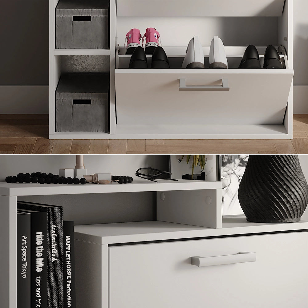 Vicco Scarpiera Bianco 80 x 128.3 cm con 3 scomparti