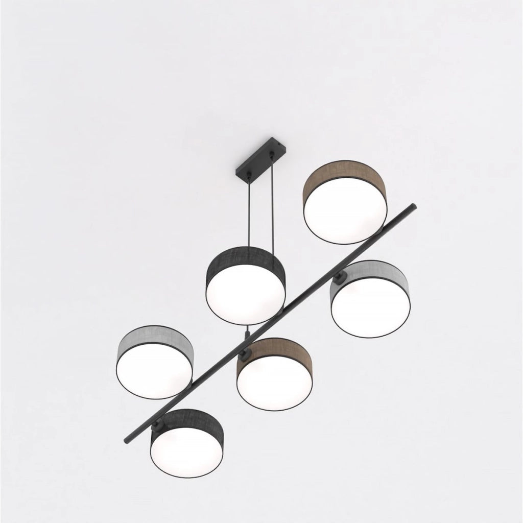 Lampada a sospensione DRUMZ 6 MIX1 in metallo e tessuto