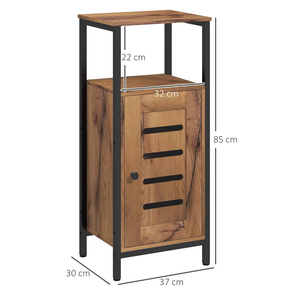Mobile da bagno basso con porta a lamelle ¨C Zephmum ¨C Brun rustico 37x30x85 cm