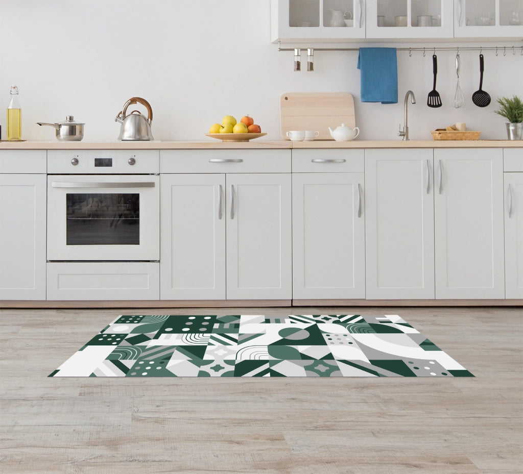 Tappeto Cucina Antiscivolo Made in Italy Passatoia Antimacchia Multiuso Corridoio Soggiorno Lavabile in Lavatrice - 50x450 - Picasso Verde