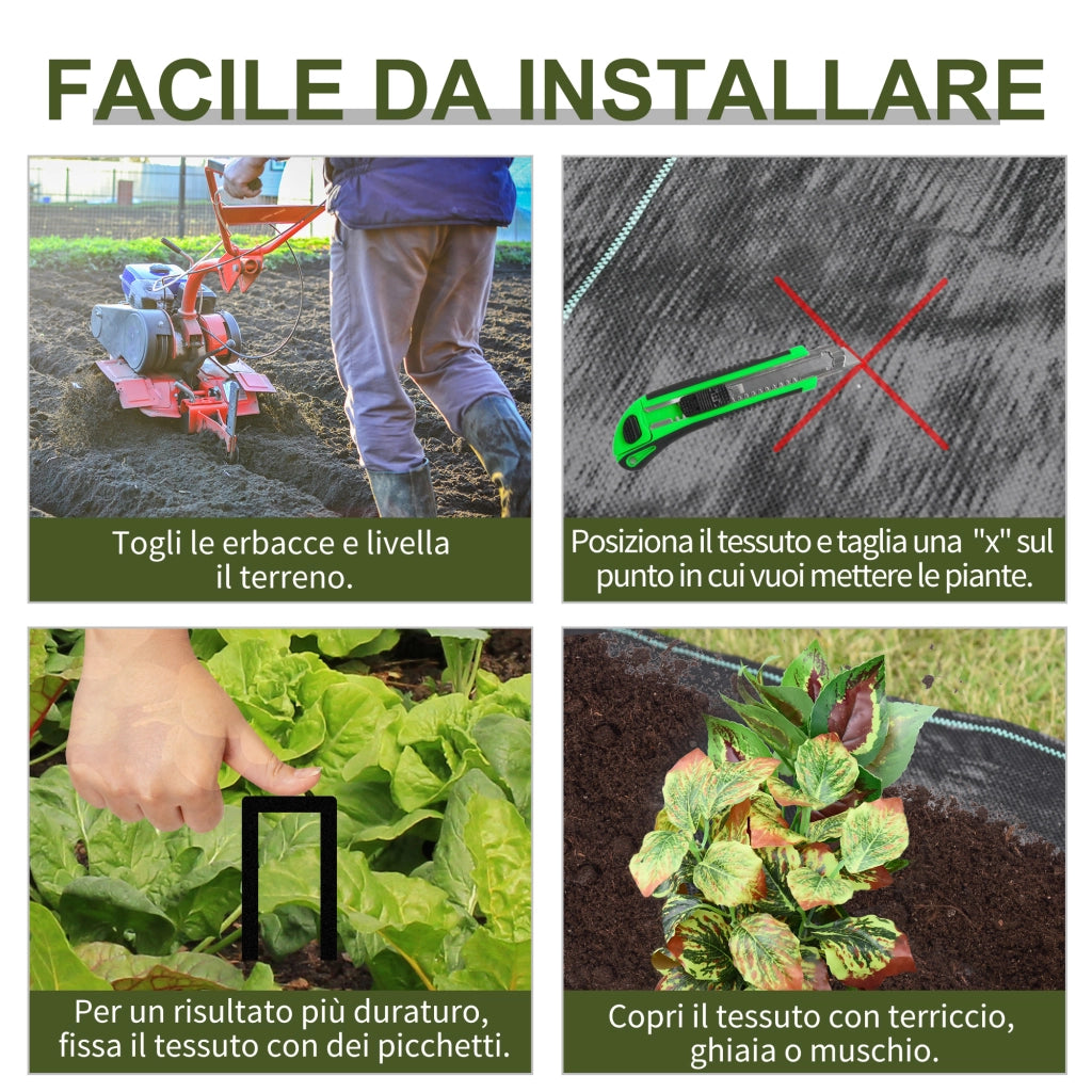 Telo Pacciamatura 100g/m2 ¨C Zephmum ¨C Nero 2x50m Quadrettato per Orto Giardino