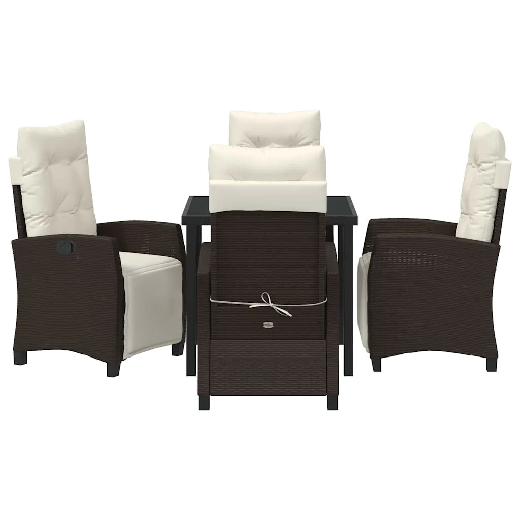 Set da Pranzo per Giardino con cuscino 5 pcs Marrone polyrattan 3380429