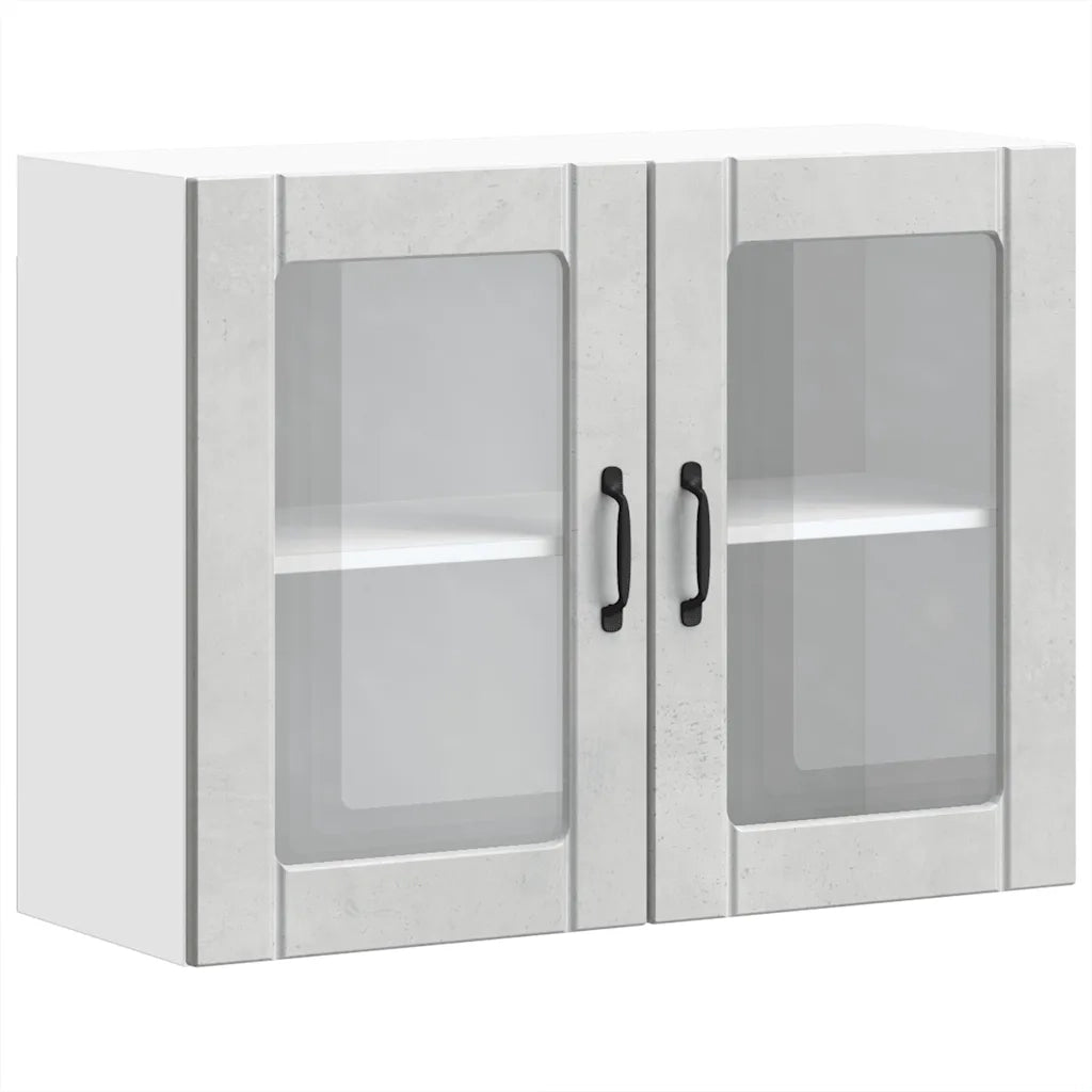Pensile da Cucina con Porta in Vetro Lucca Grigio Cemento