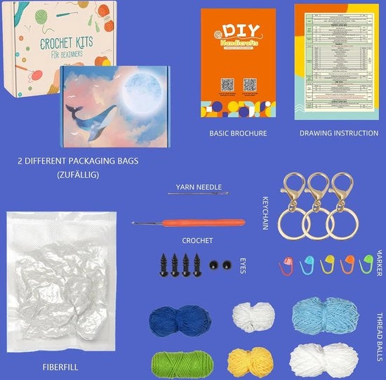 Set di aghi per iniziare a cucire, animali, aghi e filo per iniziare a cucire set con aghi, set di creazione creativa, set di hobby per adulti e bambini, regalo (blu blu-verde)