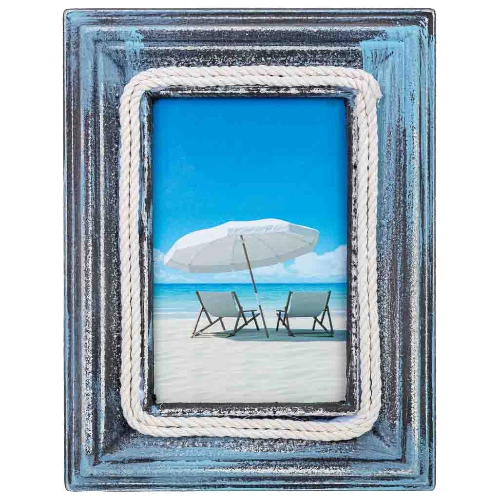 Cornice portafoto in legno blu 13x16, 17x2x22h cm