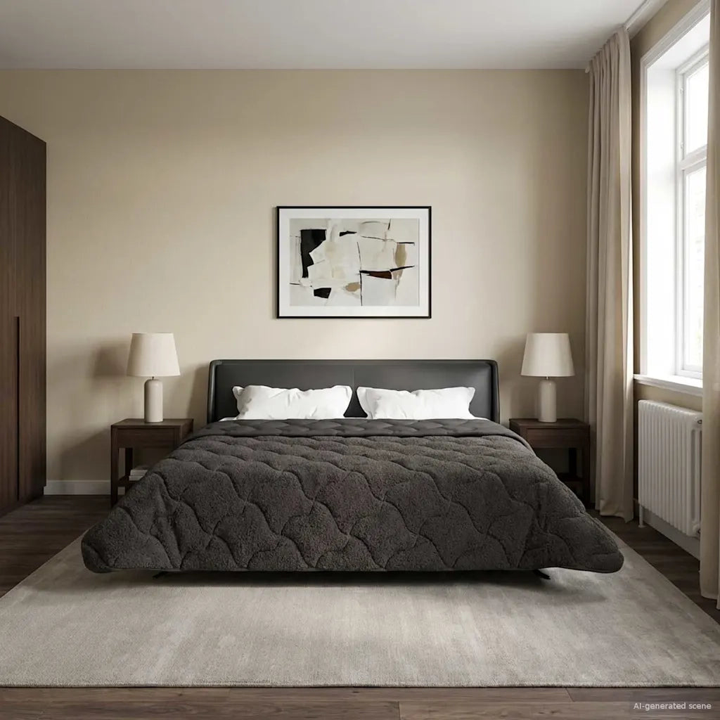 Duvet Estivo Antracite 200 x 200 cm Microfibra e Fleece Teddy