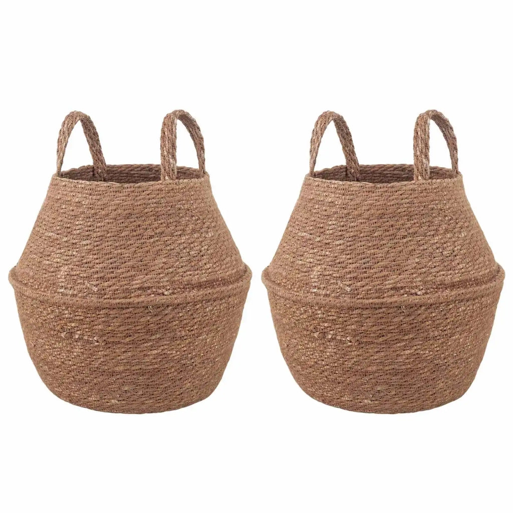 Vaso da fiori con manici 2 pcs Naturale Ø 22 x 20 cm