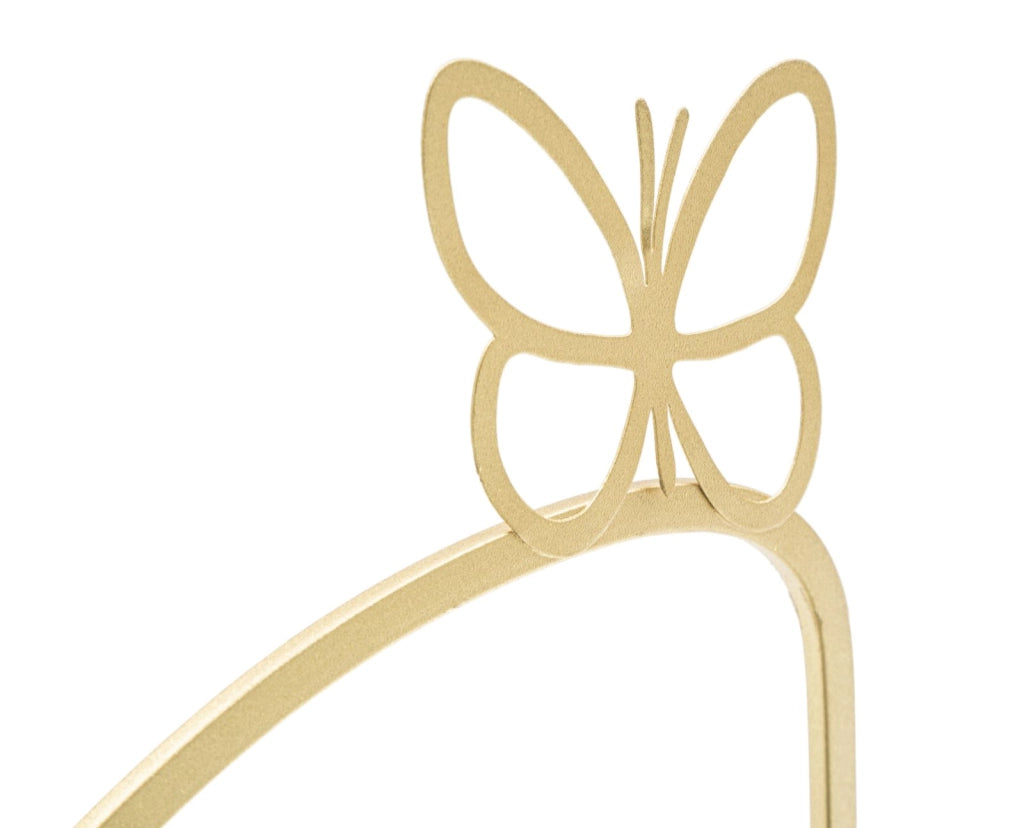 Comodino mensola BUTTERFLY COPPIA 41,5x18x21 cm metallo dorato con vetro