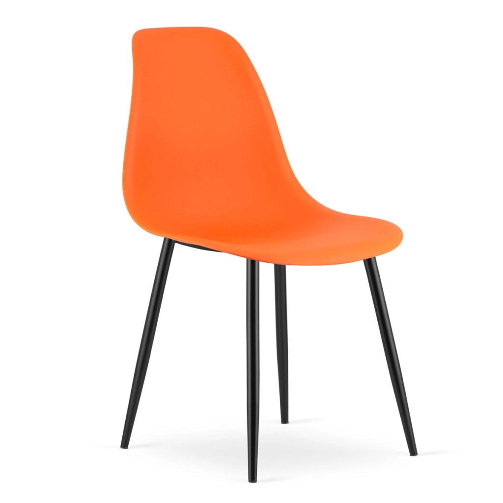Sedia di design WAT arancione con gambe in metallo nero