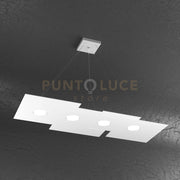PLATE SOSPENSIONE 4+3 LUCI BIEMISSIONE RETTANGOLARE BIANCO 1129-S4 R+3-BI