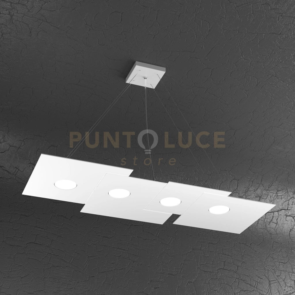 PLATE SOSPENSIONE 4+3 LUCI BIEMISSIONE RETTANGOLARE BIANCO 1129-S4 R+3-BI