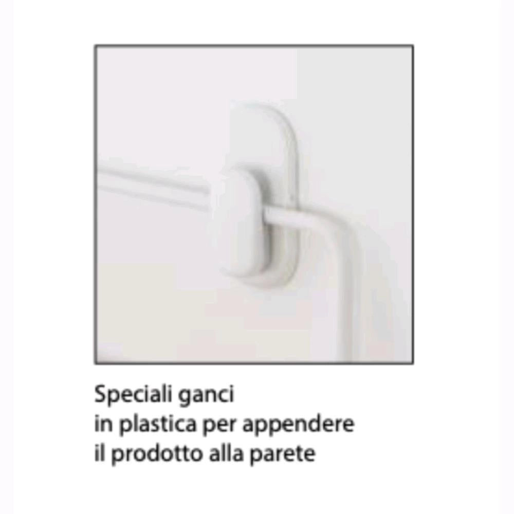 Mensola Rettangolare per Bagno in Acciaio Colore Bianco Opaco 2 ripiani Bambù 26,5x10x36H cm