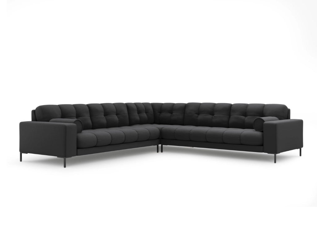 Cosmopolitan Design - Divano angolare reversibile "Bali" 6 posti in tessuto strutturato grigio scuro 