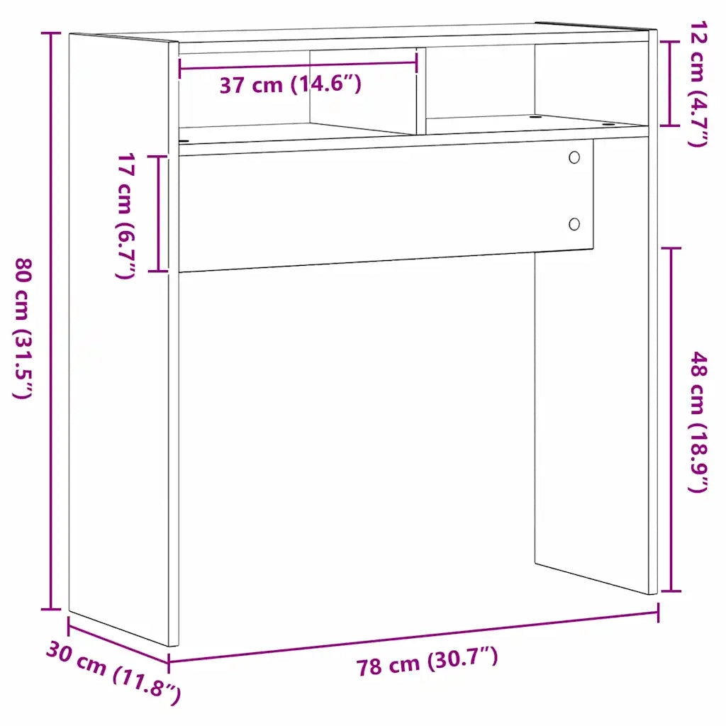 Tavolo consolle Rovere Nero 78 x 30 x 80 cm Legno multistrato 862659