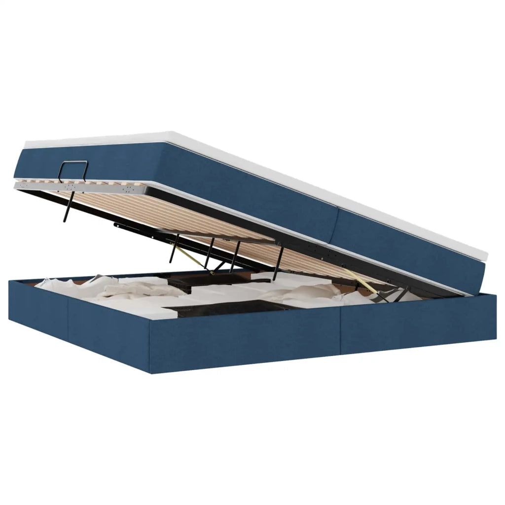 Letto con contenitore e materasso Blu 200 x 200 cm Poliestere 3370253