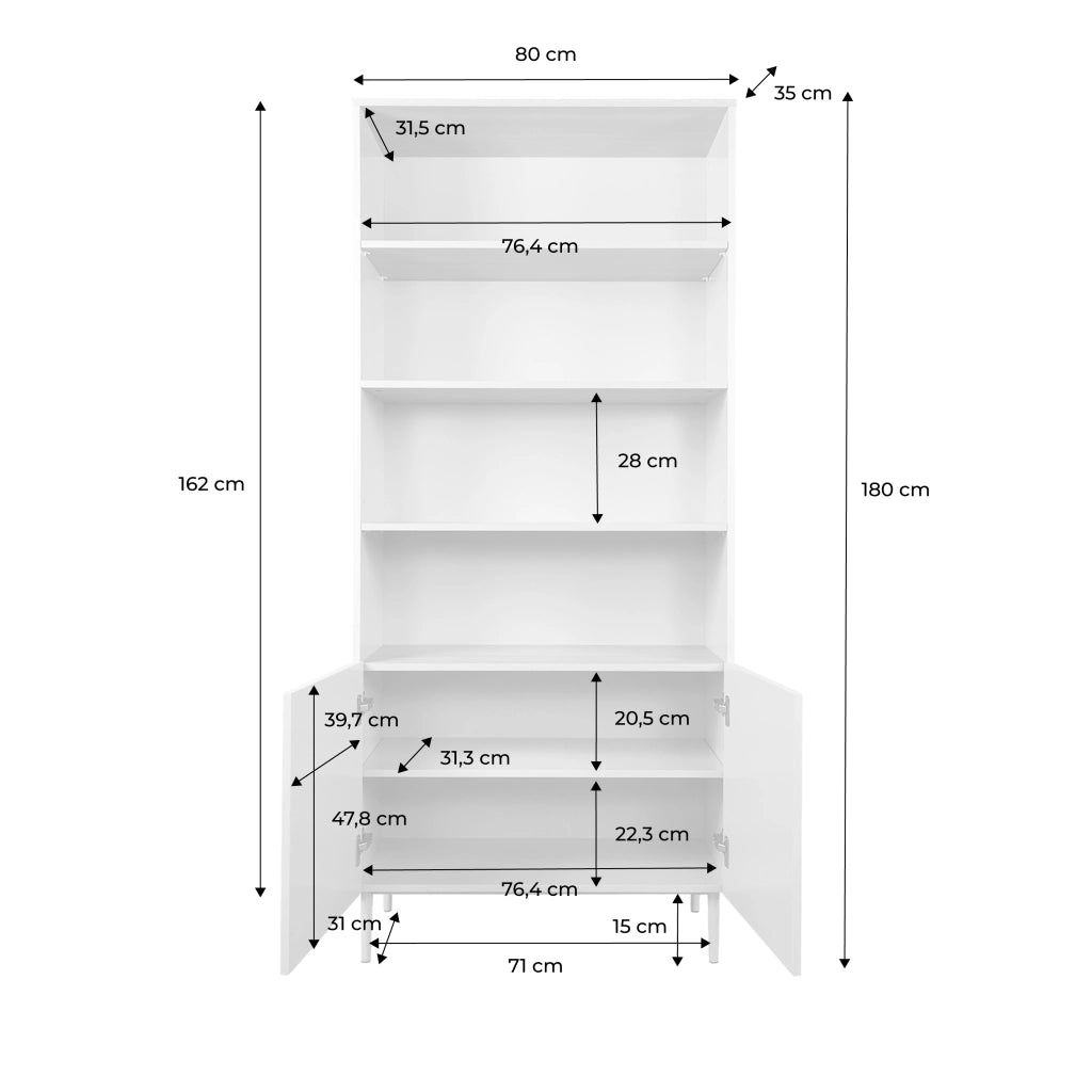 Libreria in metallo e decorazione in legno a 6 livelli, beige