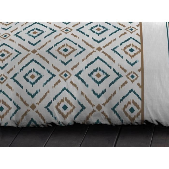 Copripiumino in microfibra ETHNO 220x240cm e 2 federe 63x63cm Duck Blue