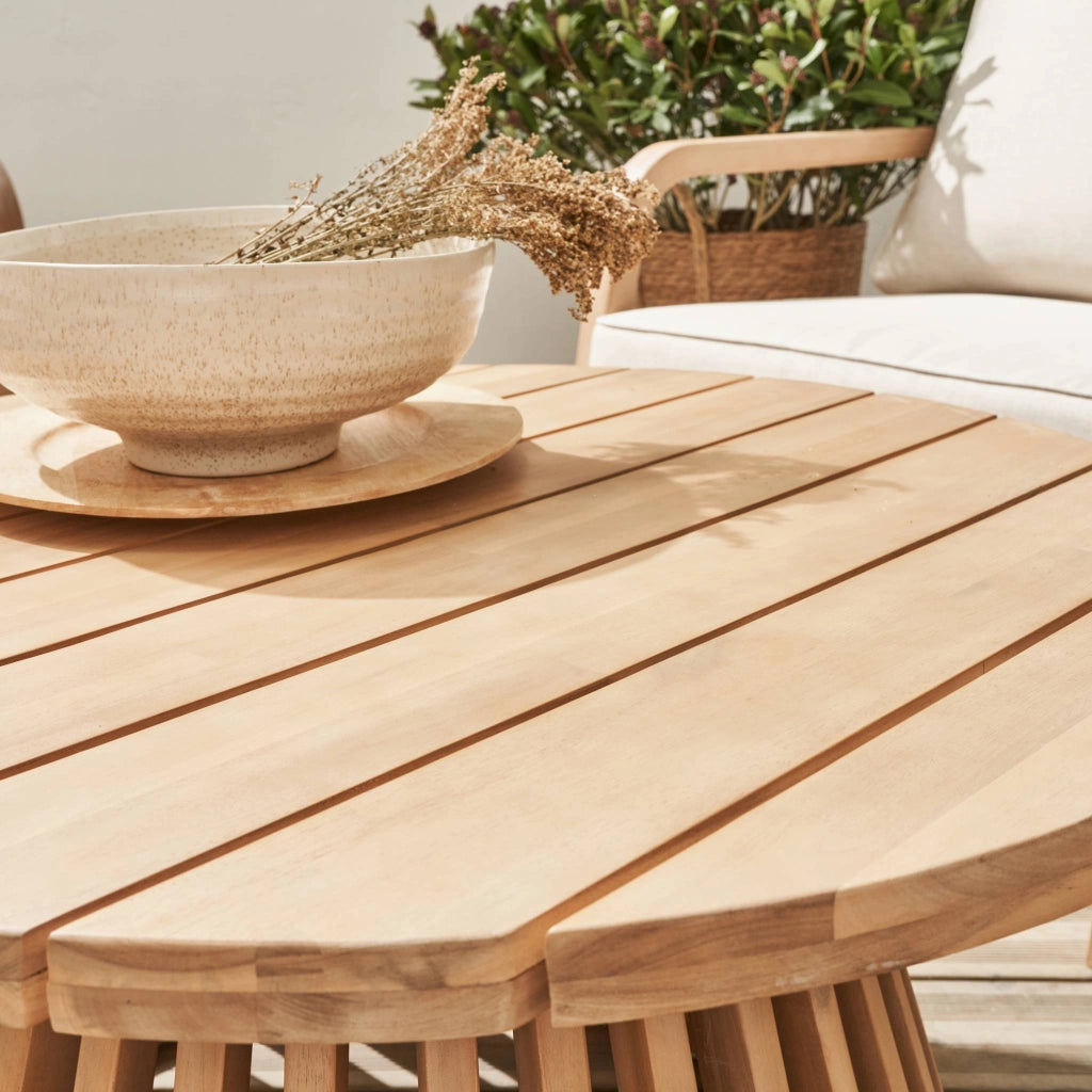 Tavolino da giardino in legno di acacia, 80cm, marrone naturale